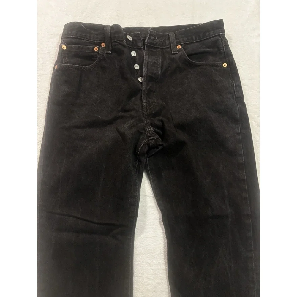 Levis 501 Jeans Mens *34x28 Black Denim Pants‎ Straight Leg Button Fly